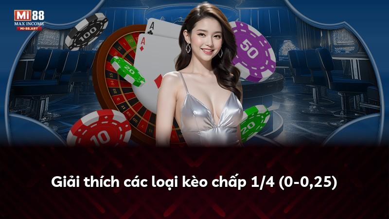 Giải thích các loại kèo chấp 1/4 (0-0,25)